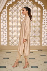DA-1859 BEIGE EMBROIDERED KURTA